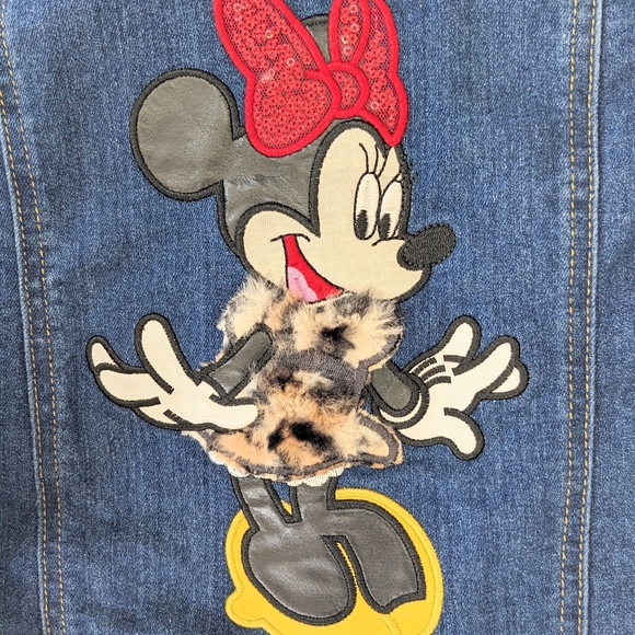 Disney Junior Girls Denim Jacket with Leopard Print Collar - Picture 9 of 11